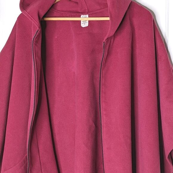 Violet Red Poly Fleece Zip Up Hooded Poncho size XL - Picture 6 of 10